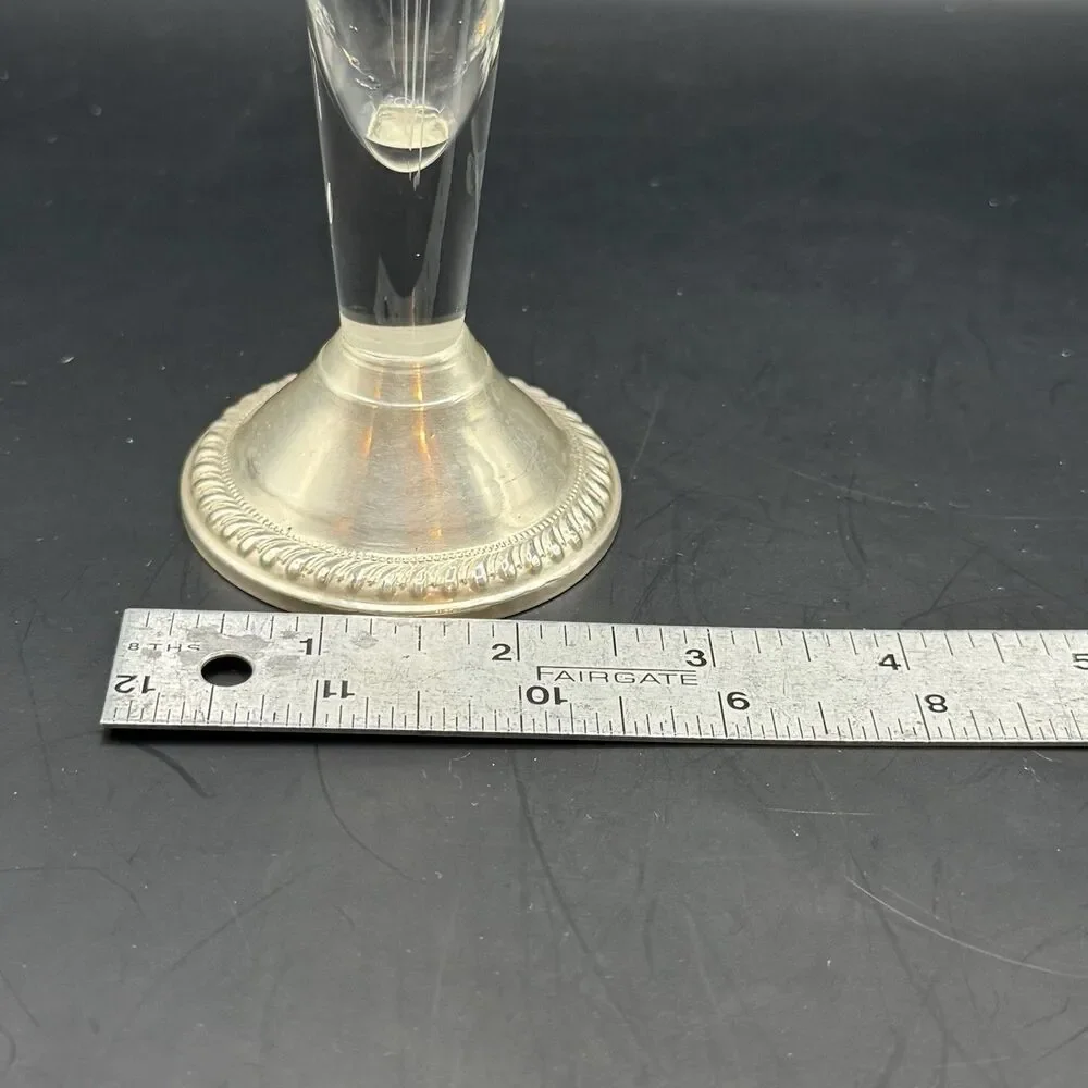 Vintage Weighted Sterling Silver Floral Etched Bud Vase 9¾ Inches Tall - Picture 7 of 8